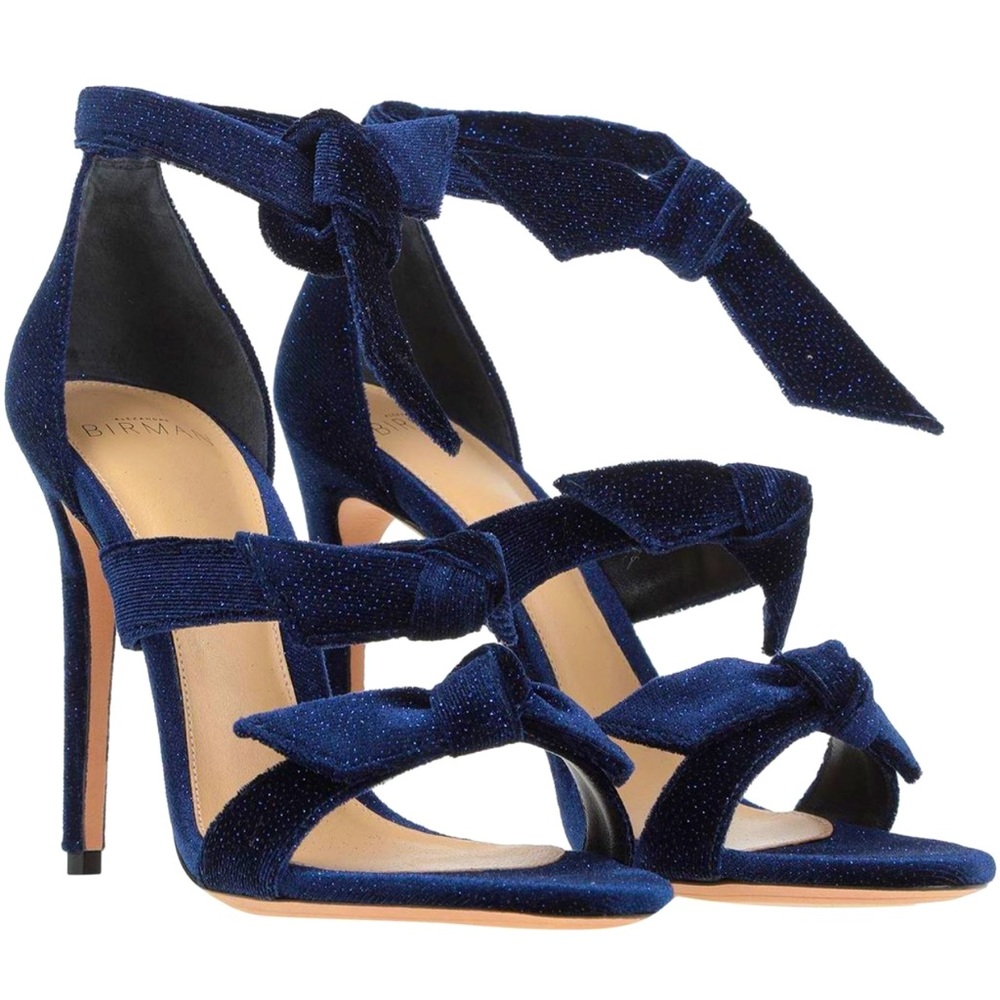 Alexandre Birman Knot Sandals Blue Black Velvet  Sparkly